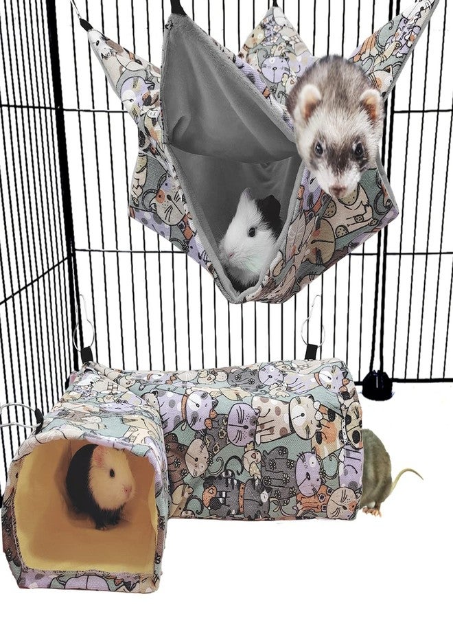 EAEDMY Guinea Pig Ferret Rat Corner Tunnel and Hammock, Safe Construction, Suitable for Small Pets, Easy to Clean, Convenient Installation - Image 1